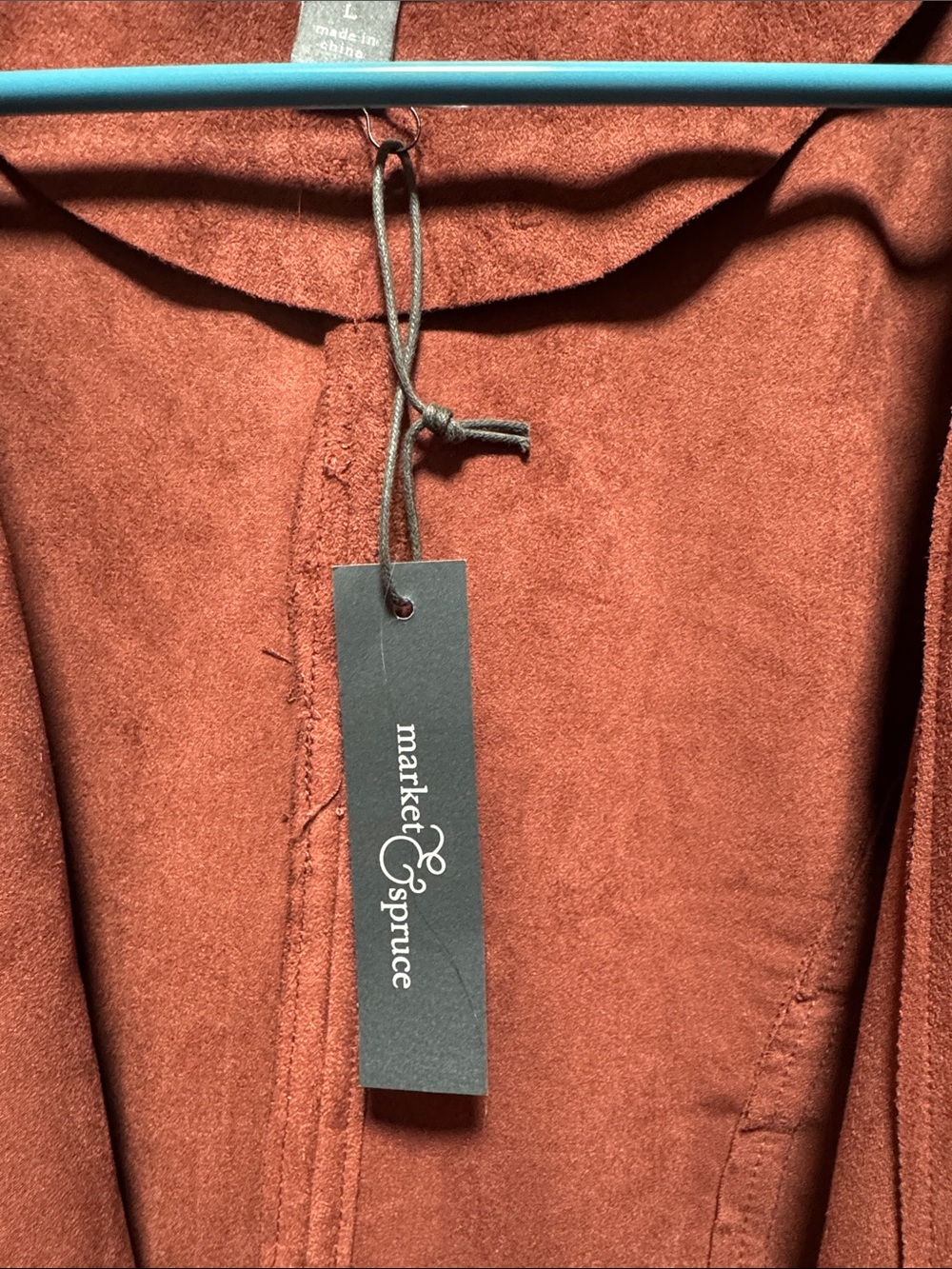 Market & Spruce Rust-Tone Draped Faux Suede Jacket - Picture 3 of 6